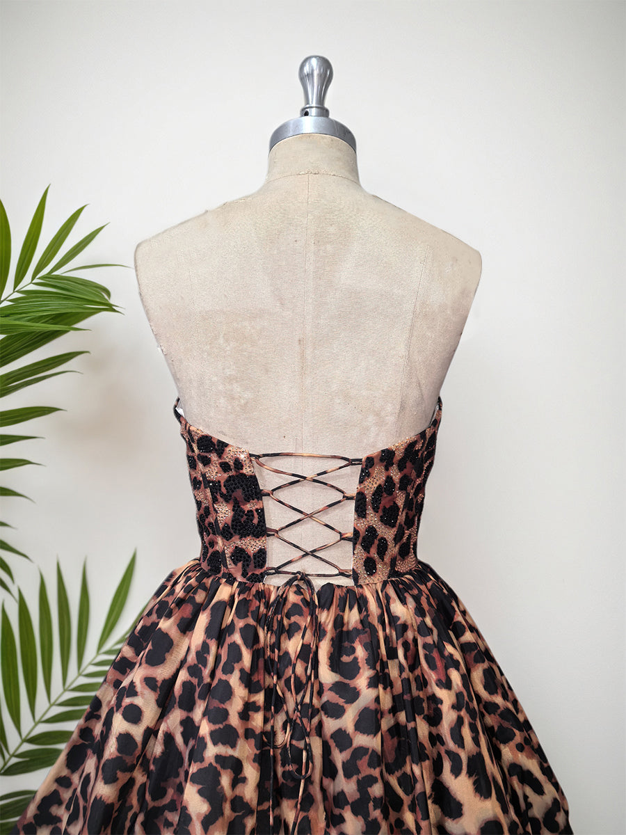 Leopard Print A-Line Sweetheart Corset Short Homecoming Dress