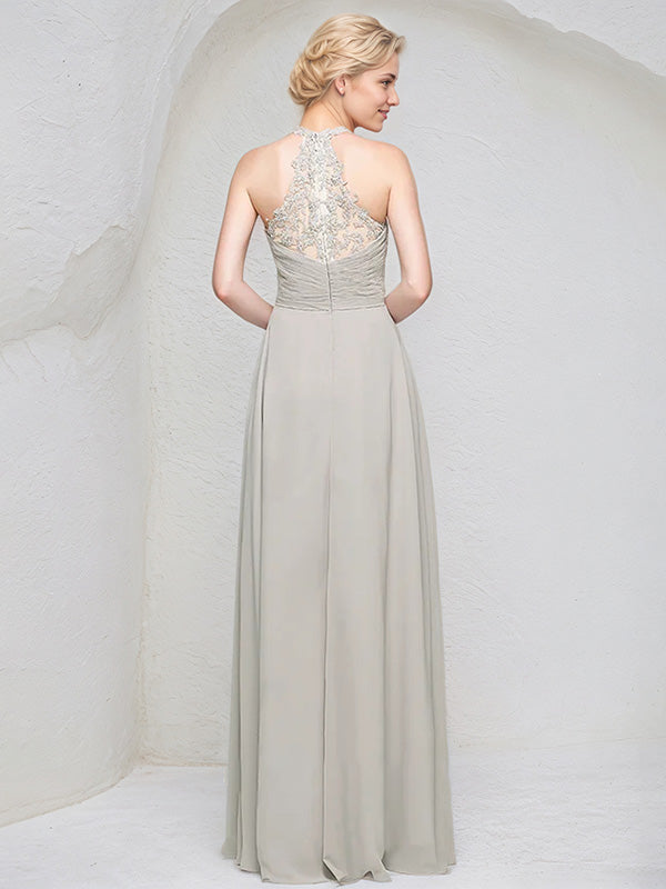 A-Line Sweetheart Floor-Length Chiffon Lace Bridesmaid Dress With Ruffle