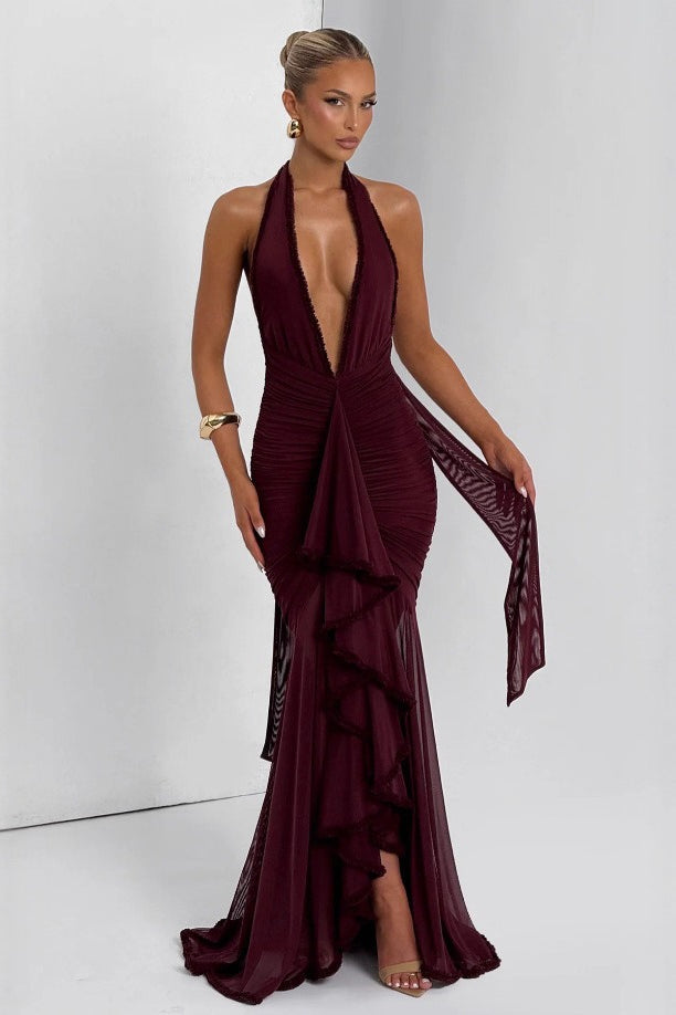 Sexy Deep V Dress with Relaxed Fit and Streetwear Style