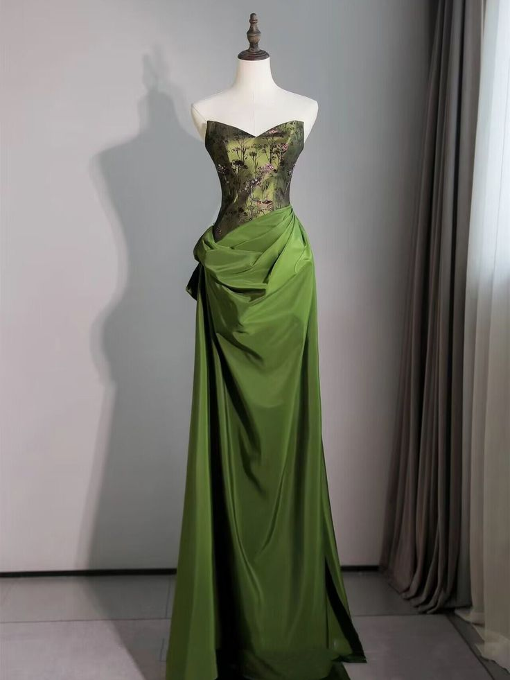 Vintage Green Sweetheart Prom Dress Strapless Mermaid Evening Dress Party Gown