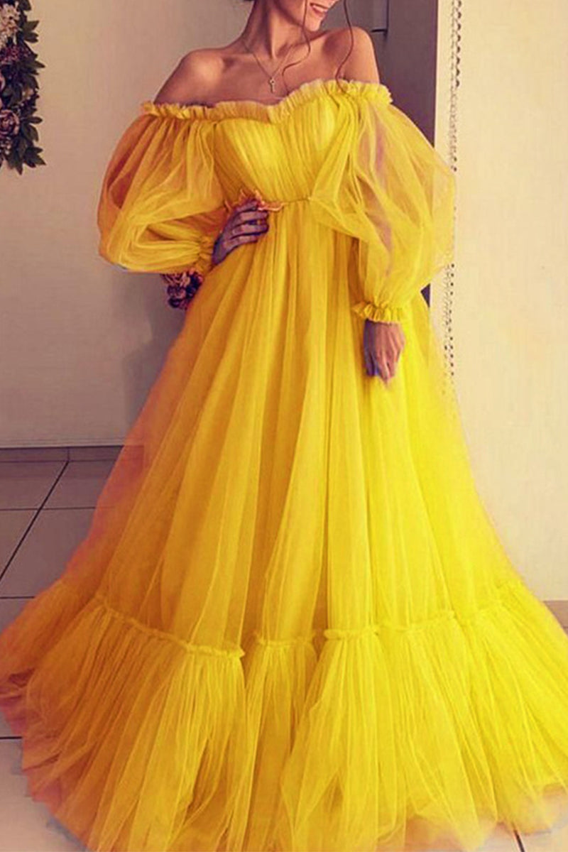 Elegant Formal Solid Patchwork Off the Shoulder Evening Dress Dresses(3 Colors) - View 3 | VelvetHem