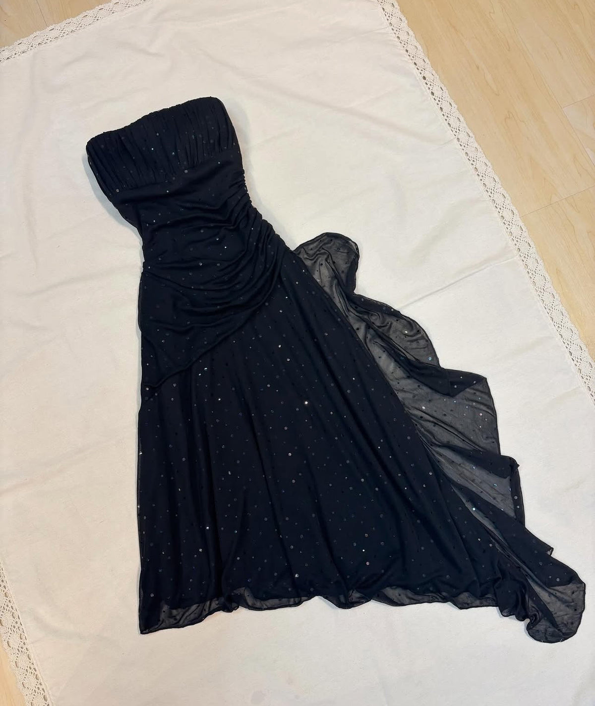 Strapless Black Homecoming Dress Sequin Party Dress