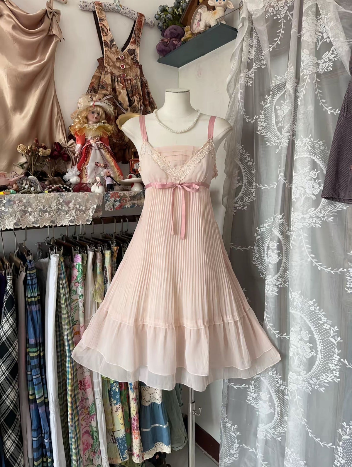 A-Line Pink Pleated Short Homecoming Dress Chiffon Birthday Dress