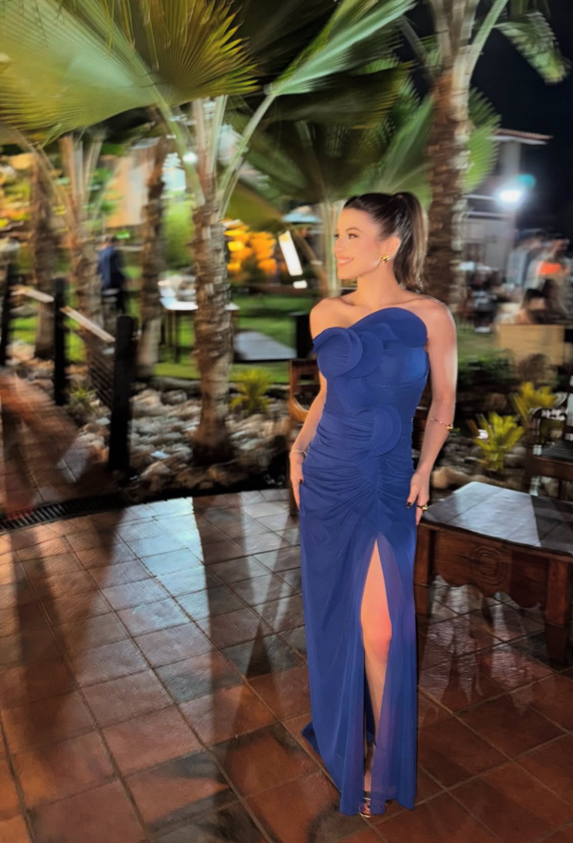 Blue Sheath Wedding Guest Dress With Slit J7833