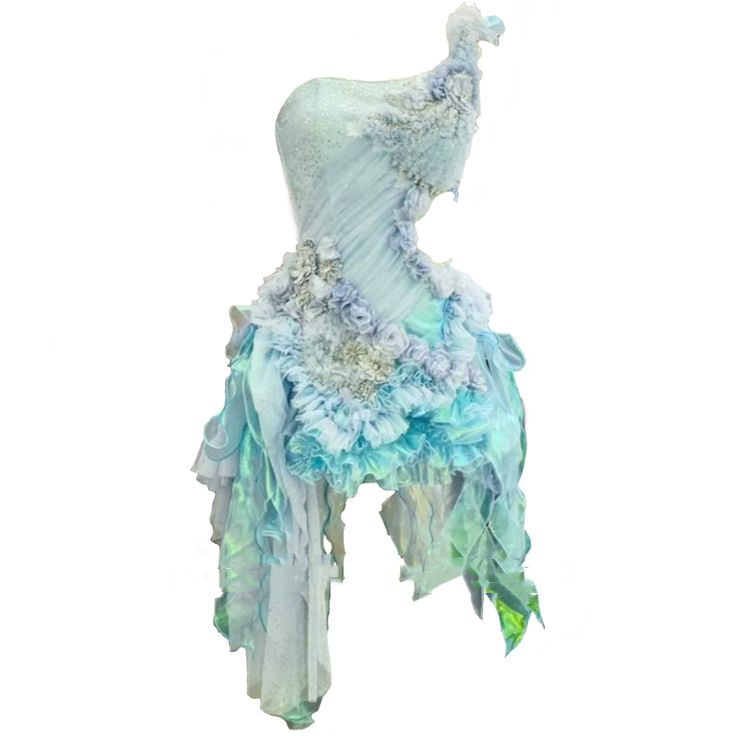 Elegant Blue One-Shoulder Tulle Flowers Short Prom Dress Formal 8th Grade Homecoming Dress - View 3 | FashionDia