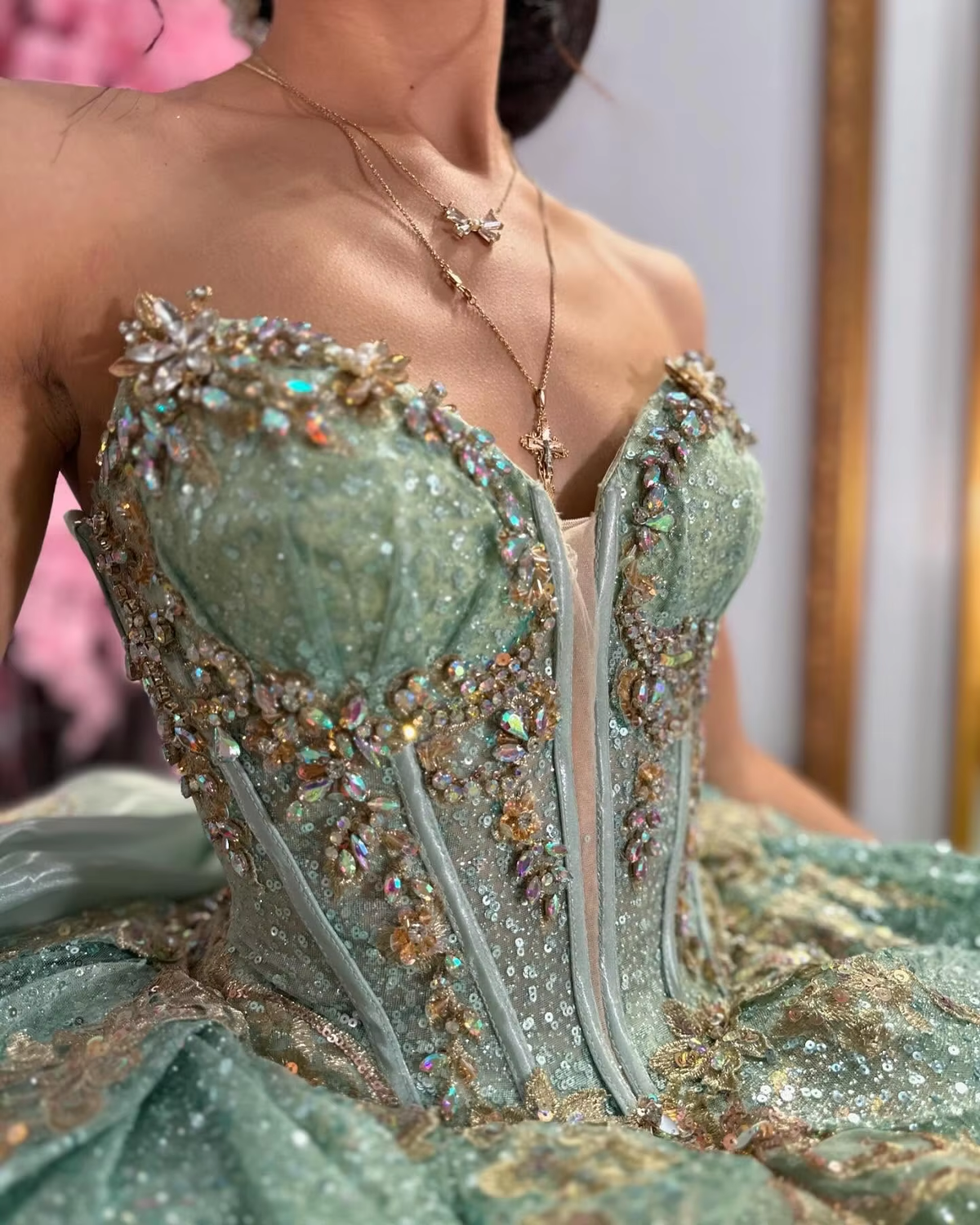 A-Line sage quinceanera dress, birthday party dresses sweet 16 dresses - View 2 | FashionDia