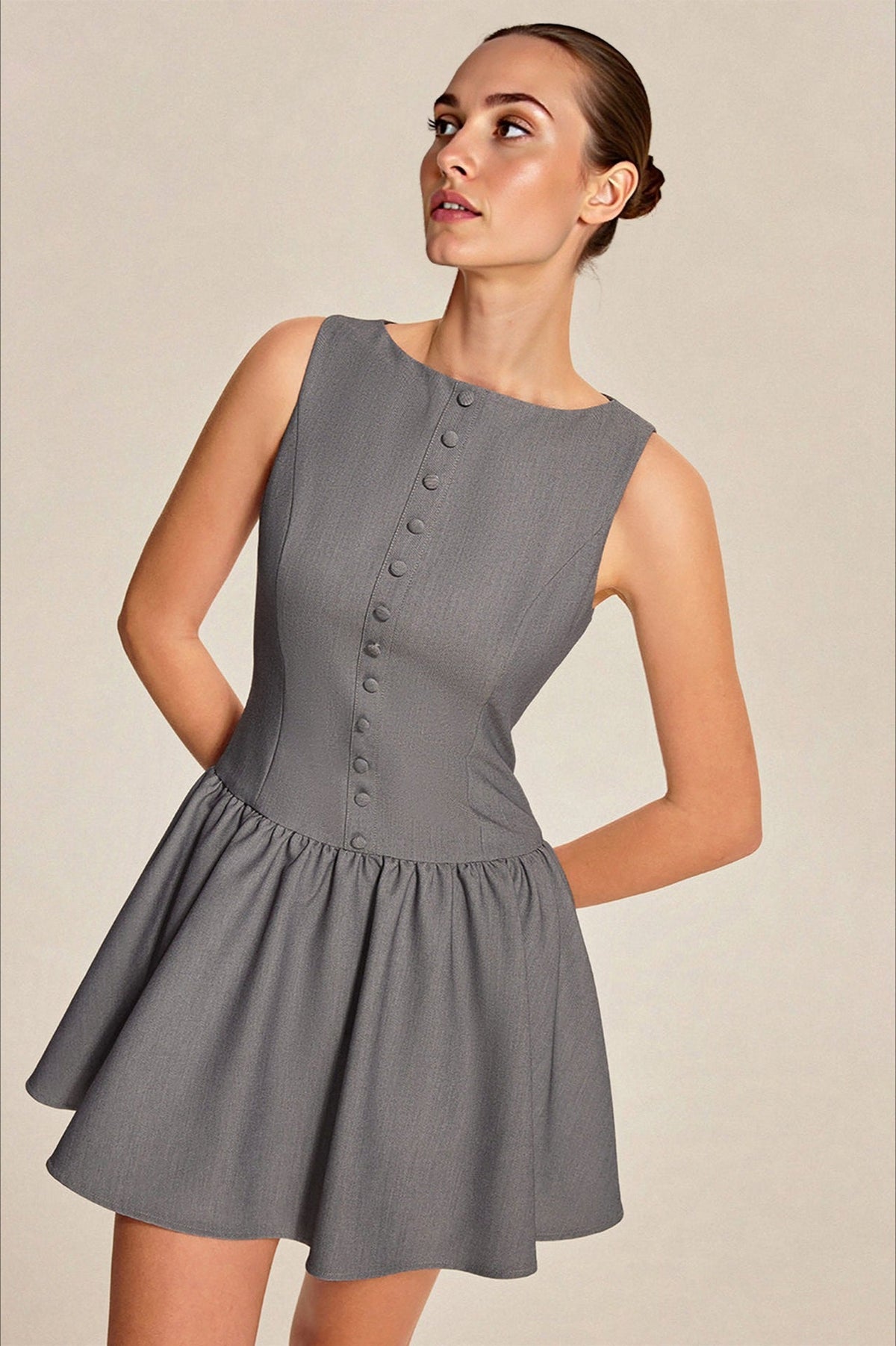 Elegant Ruffle A Line Work Dress - View 3 | VelvetHem