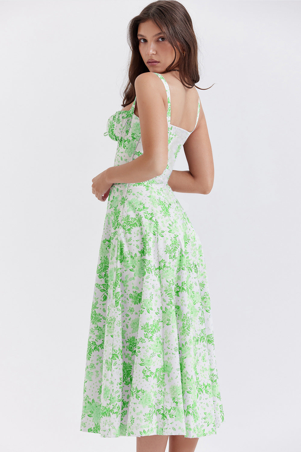 Lucía Boutique Vintage Tight Dress with Floral Pattern and Waist Evening Wear Edit