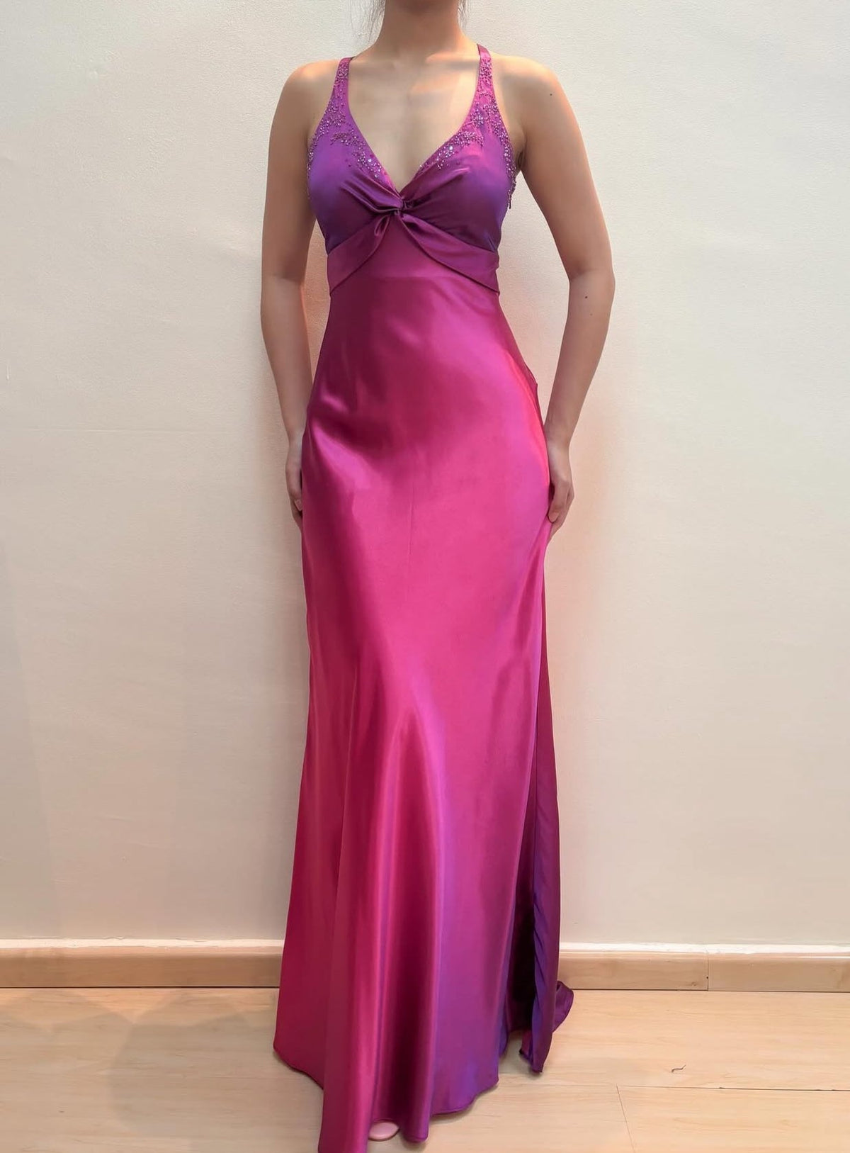 Beaded V Neck Long Prom Dress Backless Formal Party Dress J8571