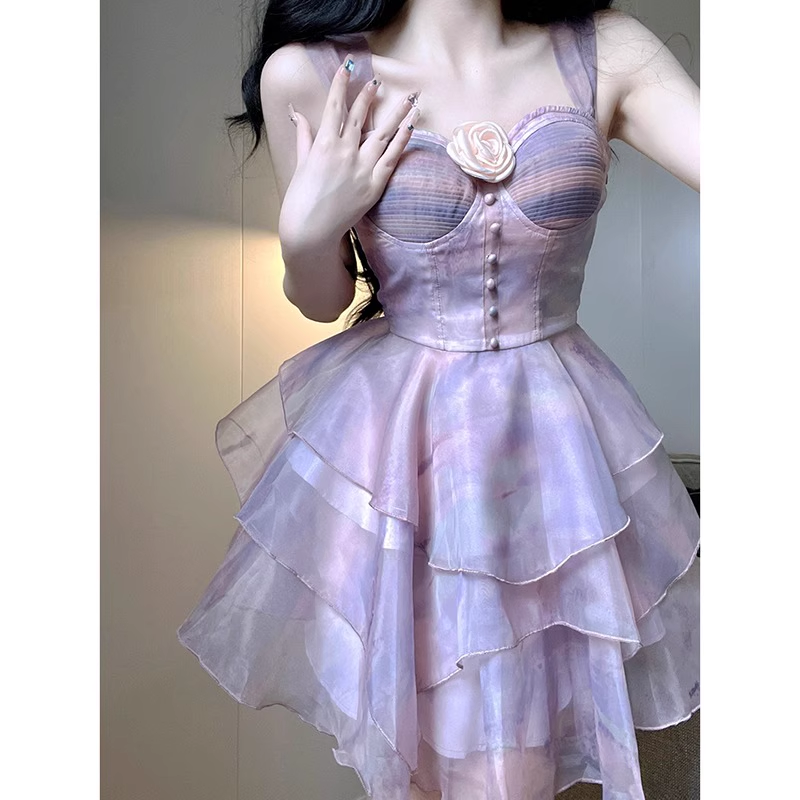 Cute Ball Gown Straps Lilac Short Cocktail Dresses Birthday Outfits - View 2 | FashionDia