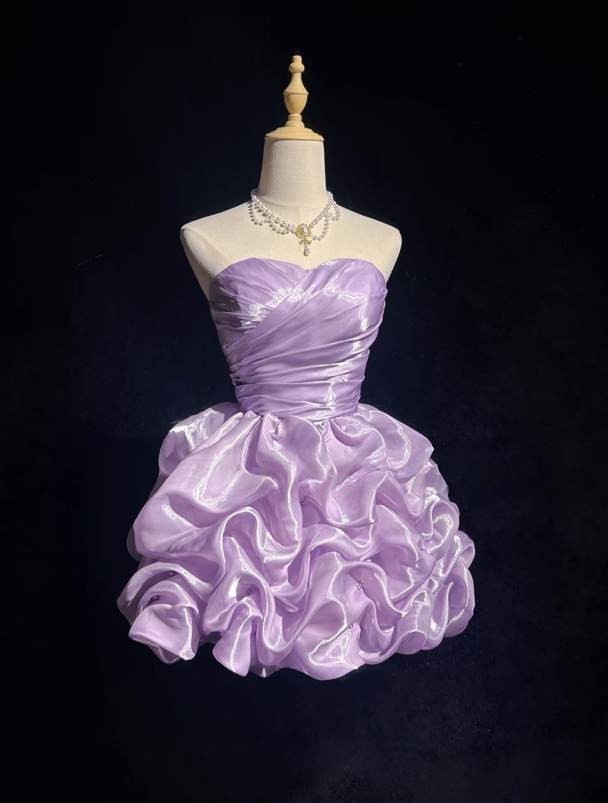 Strapless A Line Light Purple Short Birthday Dress Homecoming Dress J7977