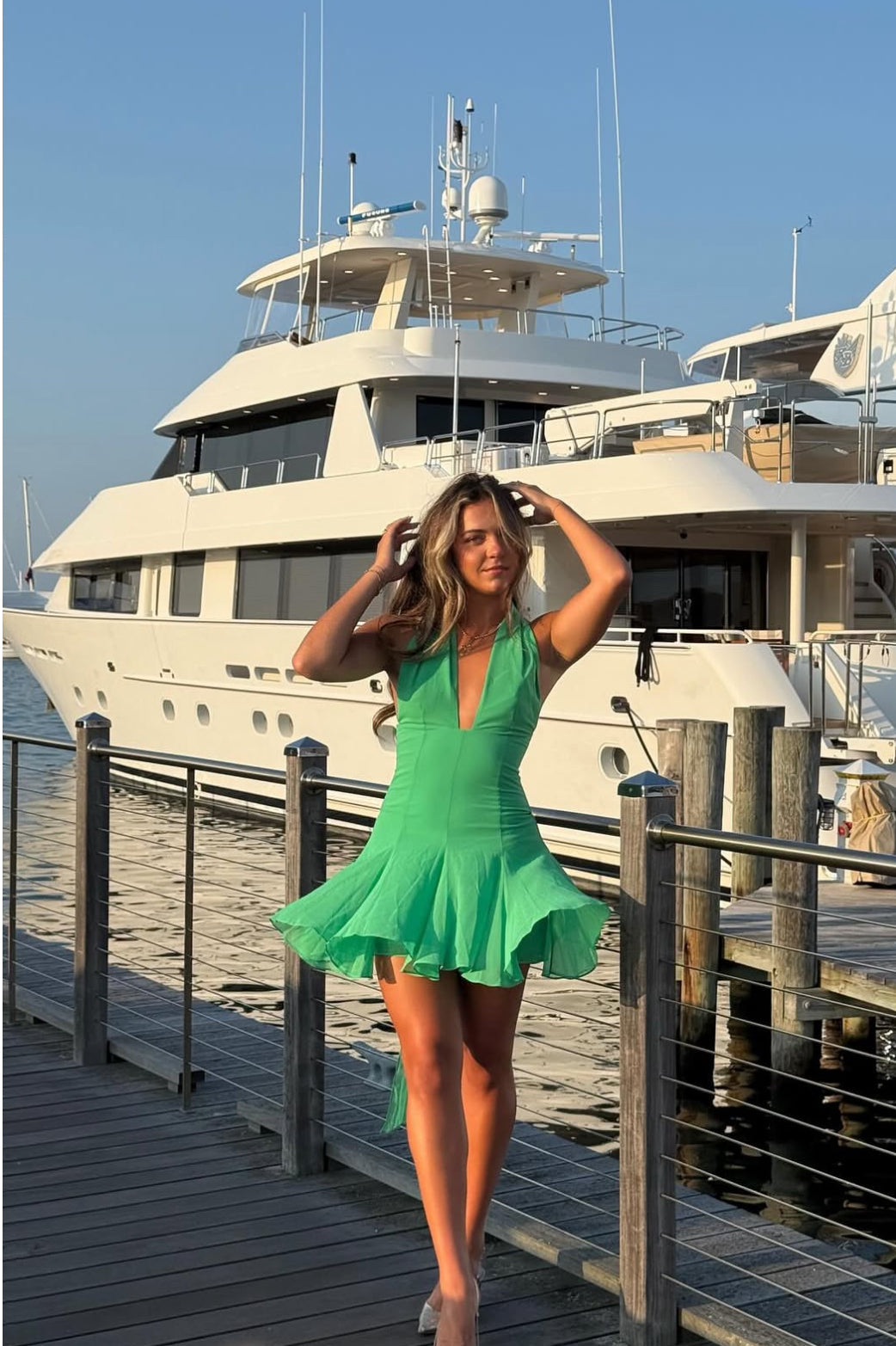 Halter Green A-Line Homecoming Dress Short Chiffon Birthday Dress