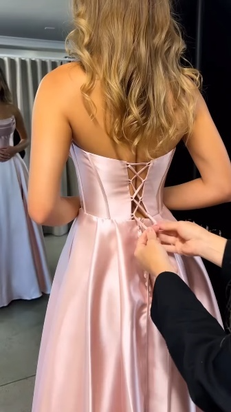 A-Line Pink Formal Dress Party Dress Long Evening & Prom Dress - View 2 | FashionDia