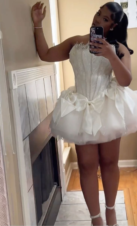 White Birthday Outfit Short Evening Dress Cocktail Dresses Short Party Dress Homecoming Dress - FashionDia