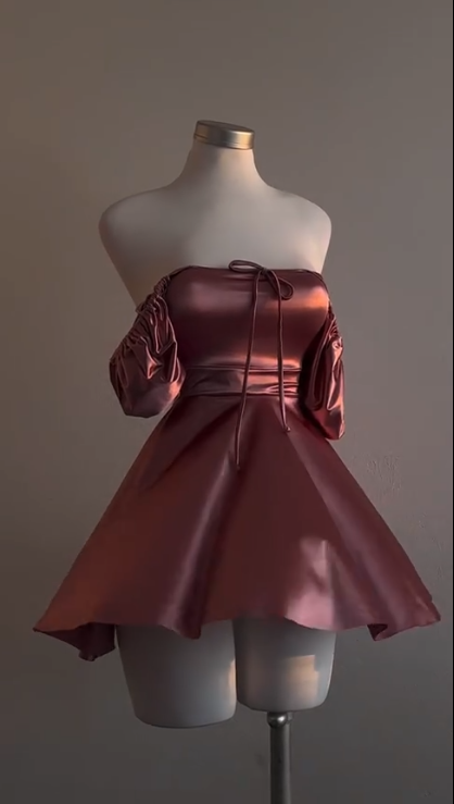 A Line Dusty Pink Simple Short Prom Dress Birthday Party Dress Homecoming Dress