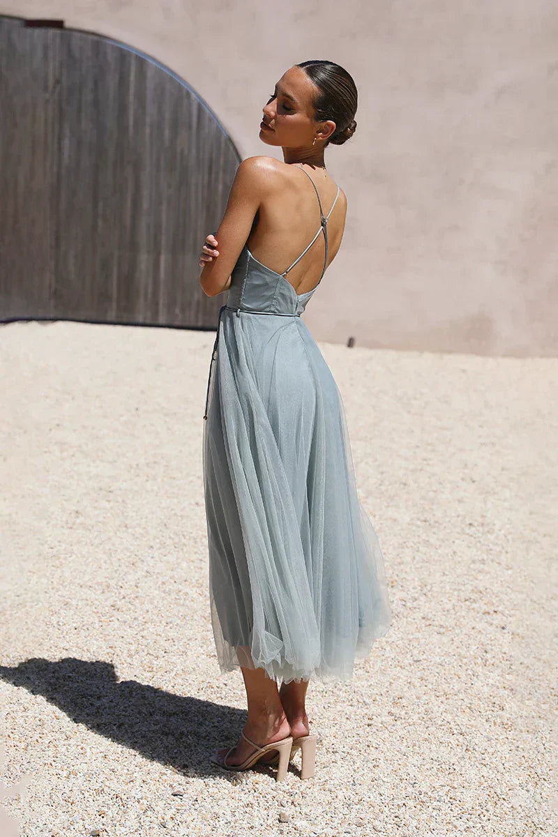 Chic Manuela Midi Dress Sage Green Statement Occasion Edit