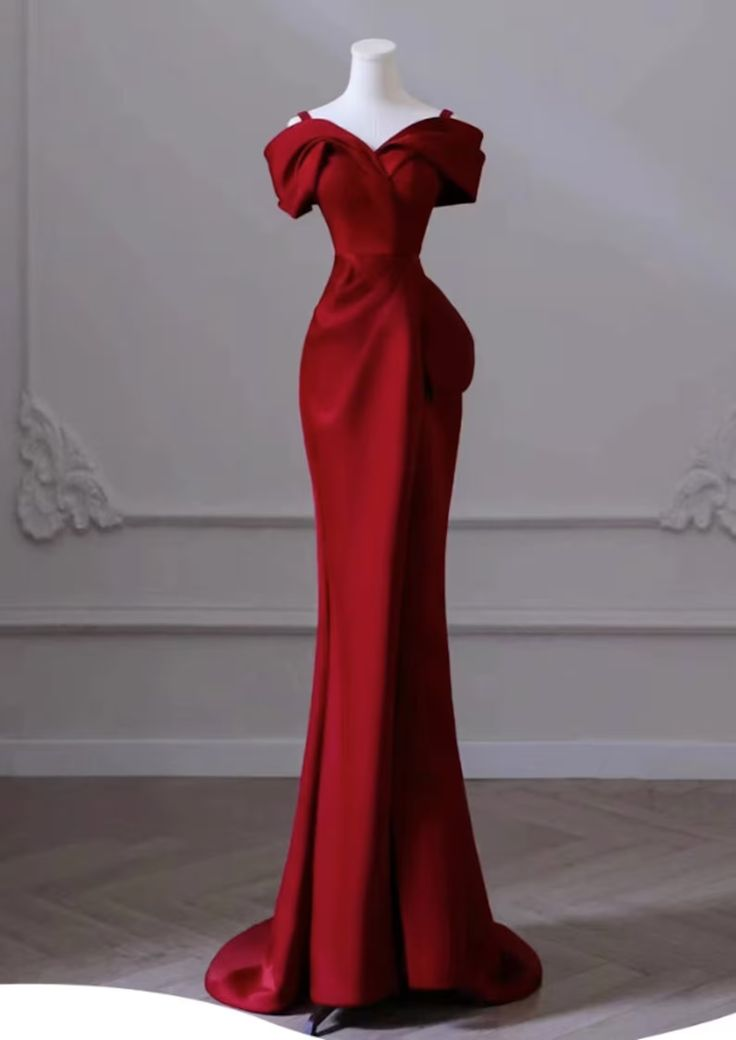 Elegant Red Evening Dress Women's Dress High-end Elegant Dress - FashionDia