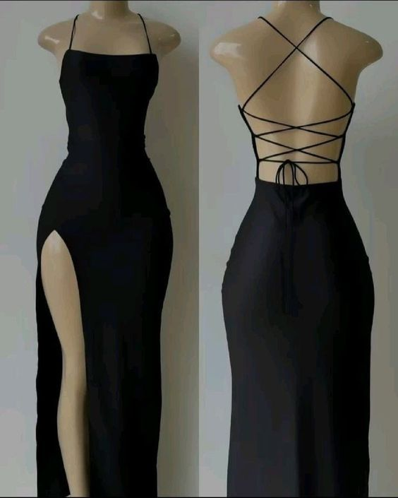 Black Sexy Backless Sheath Slit Evening Dress Party Dress - FashionDia