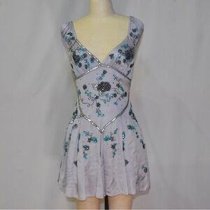Pretty V-Neck Blue Chiffon A-Line Formal 8th Grade Homecoming Dress Birthday Outfits - View 3 | FashionDia