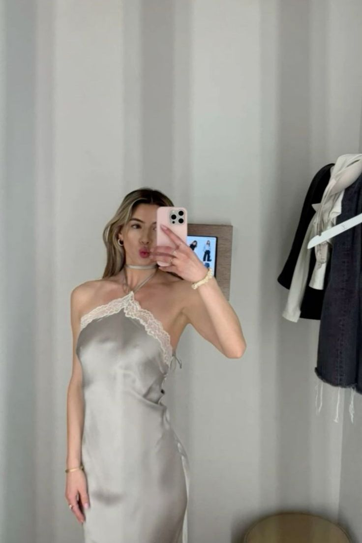 Sexy Halter Satin Lace Party Evening Dress Y8169 - View 3 | VelvetHem