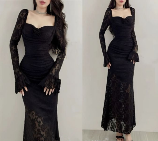 Charming Lace Mermaid Evening Dress Sexy Prom Dress - View 2 | FashionDia