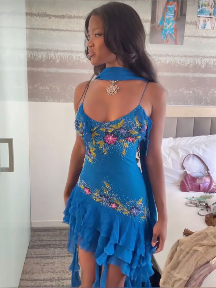 Blue Spaghetti Straps Short Prom Dress Blue Sexy Evening Dress fg7276 - VelvetHem