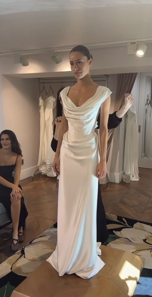 Sexy Sheath Off The Shoulder Satin Long Wedding Dresses fg6445