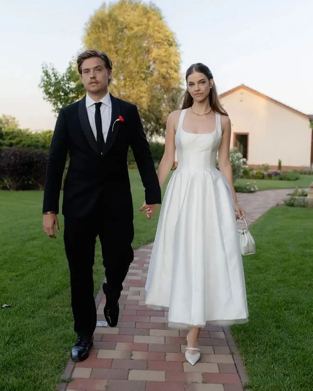 Satin Tulle Midi Wedding Dress, Simple Square Neckline Tea Length Formal Prom Dress fg7288