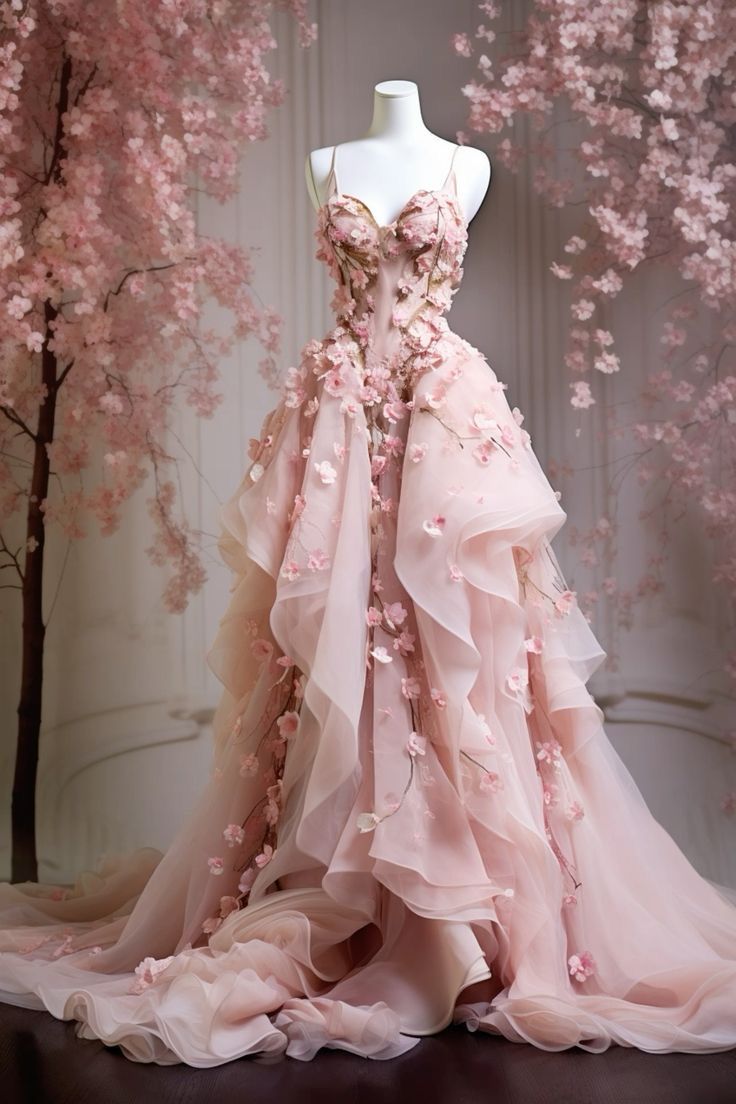 A-Line Pink Tulle Long Prom Dress, Evening Formal Dress - FashionDia