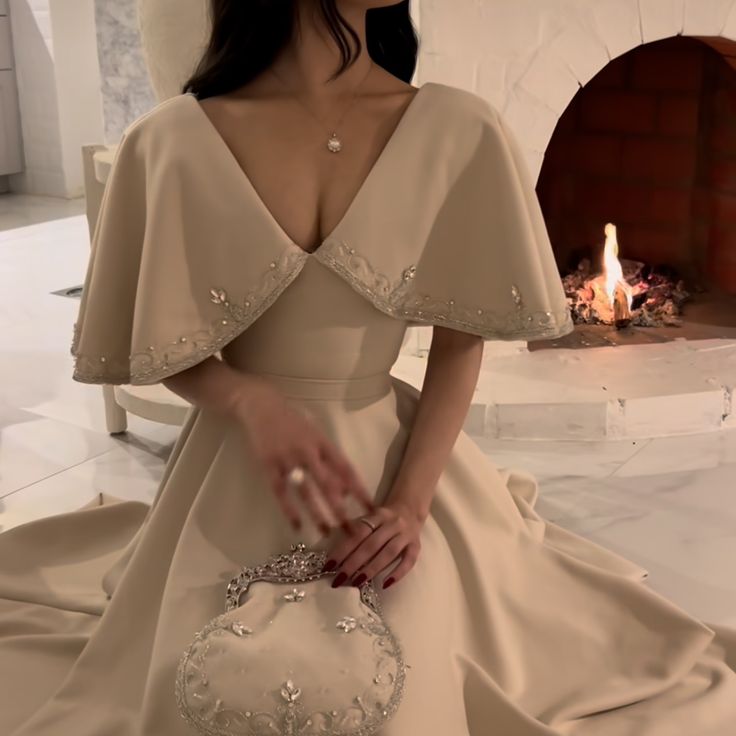 Elegant A-Line Prom Dress,Ivory Evening Dress Formal Prom Gown - FashionDia
