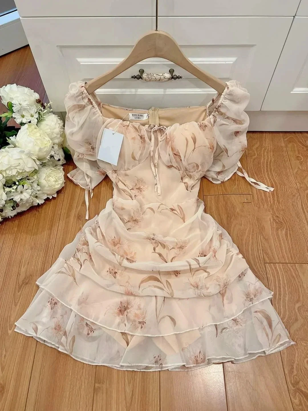 Vintage Floral Mini Homecoming Dress Summer Casual Dress (ZD11954)