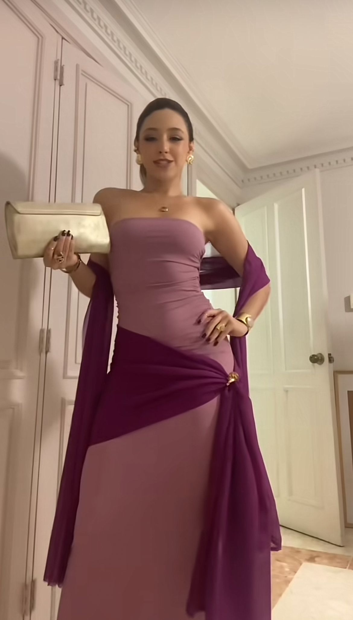 Vintage Strapless Chiffon Pleated Mermaid Evening Dress Long Party Dress With Ribbon