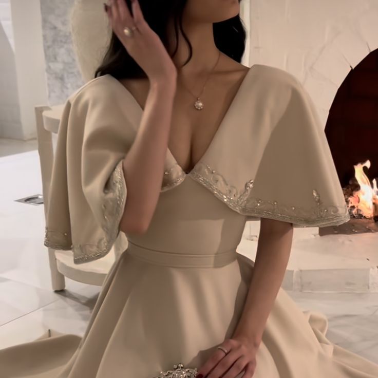 Elegant A line Prom Dress,Ivory Evening Dress Formal Prom Gown fg7282