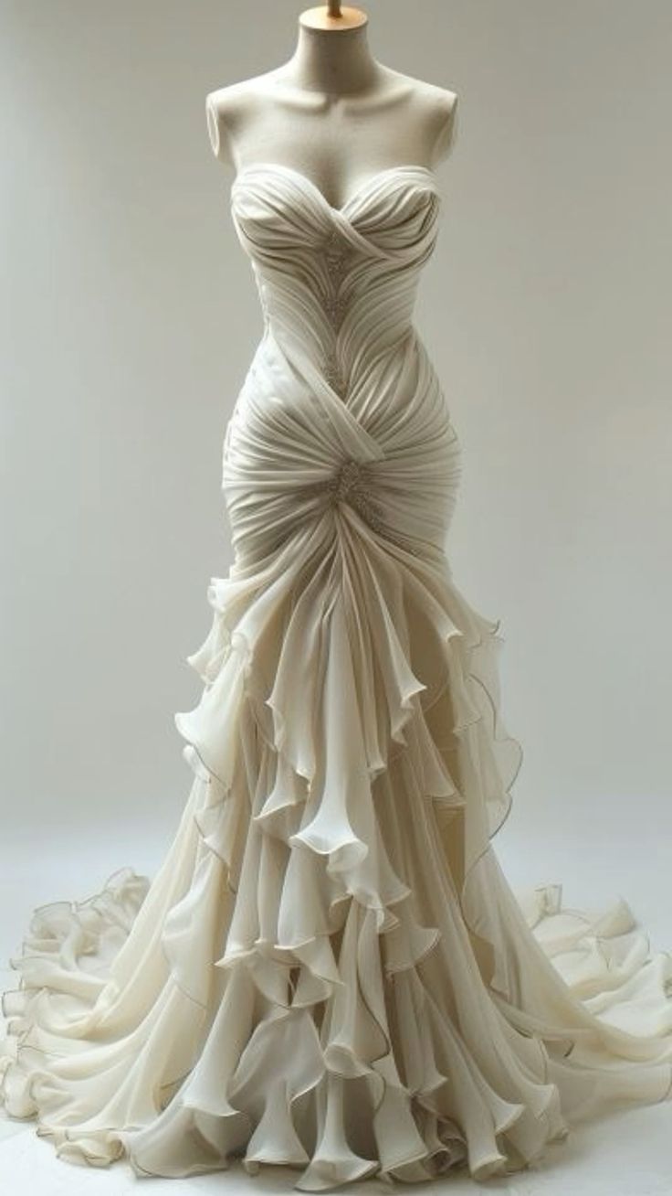 Stunning Mermaid Long Ivory Wedding Dresses fg7300 - VelvetHem