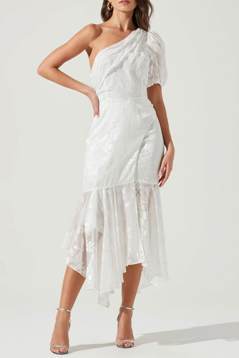 Elegant Solid Patchwork Asymmetrical Oblique Collar Evening Dresses - View 3 | VelvetHem