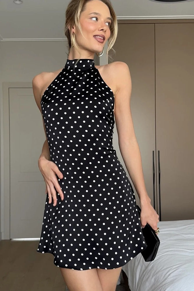 Backless Polka Dot Mini Dress - View 3 | FashionDia