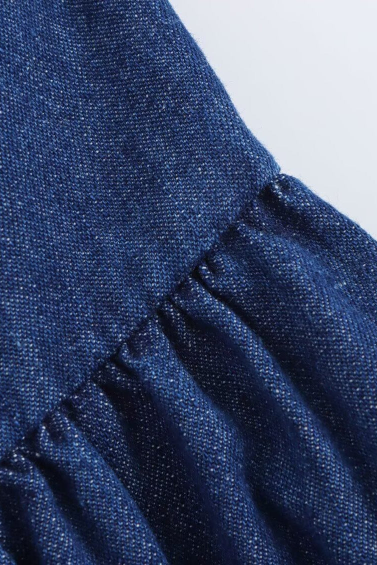 Strapless A-Line Denim Dress - View 4 | VelvetHem