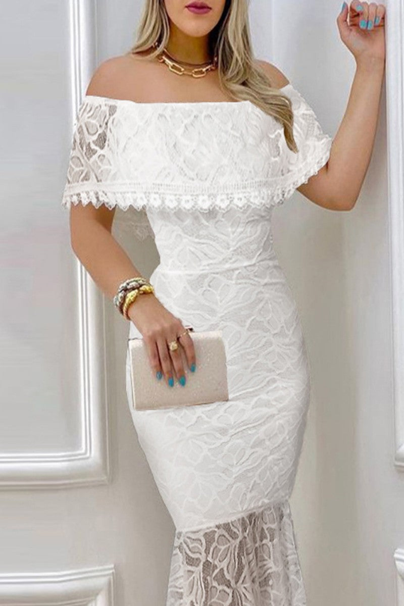 Sexy Formal Solid Patchwork Off the Shoulder Evening Dress Dresses - VelvetHem