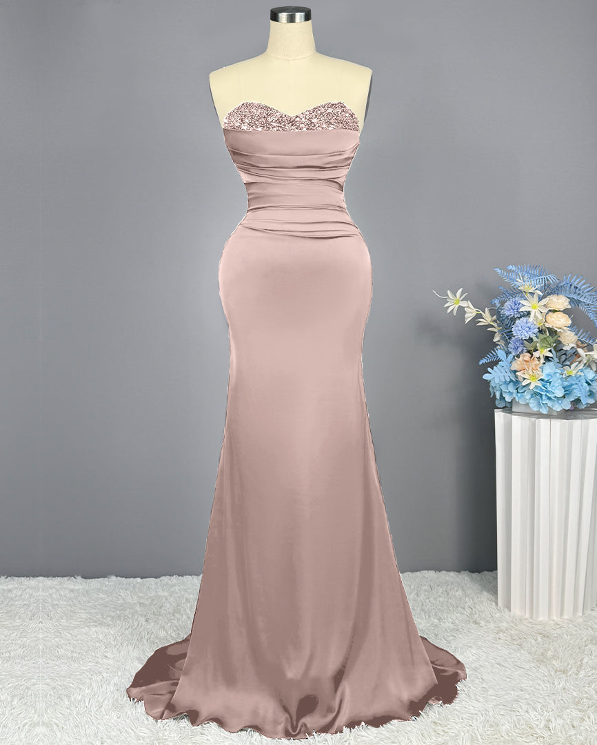 Sleeveless Mermaid Long Prom Gown with Sequined Sweetheart - View 3 | VelvetHem