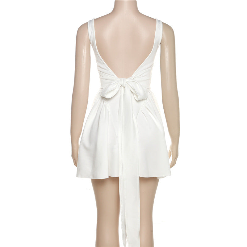Summer Rain Backless Lace up Bow Evening Dress - View 7 | VelvetHem