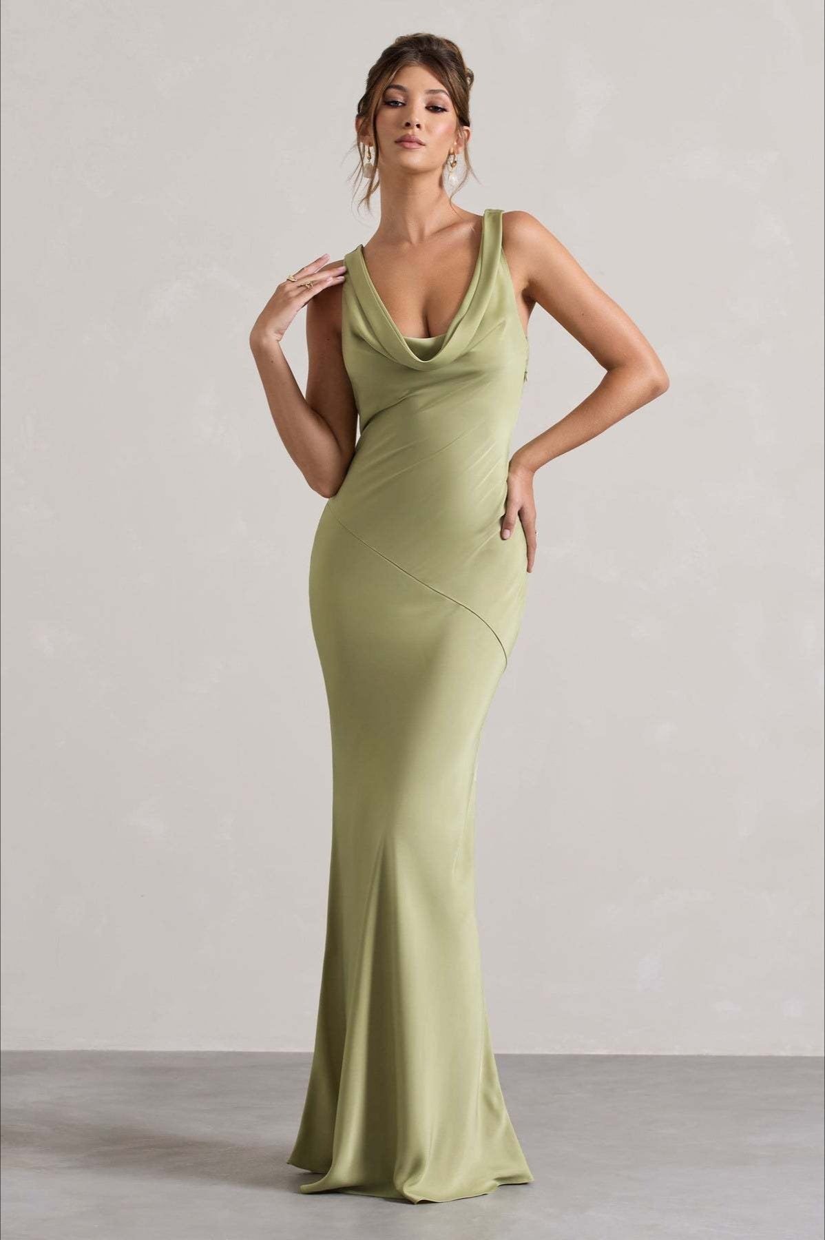 Satin Cowl Neck Dress with Tailored Everyday Styling Boutique Fashion Style