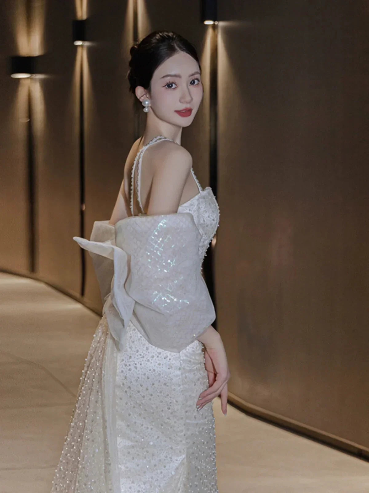 Sexy Mermaid Long Wedding Dress Evening Party Dresses - View 2 | VelvetHem