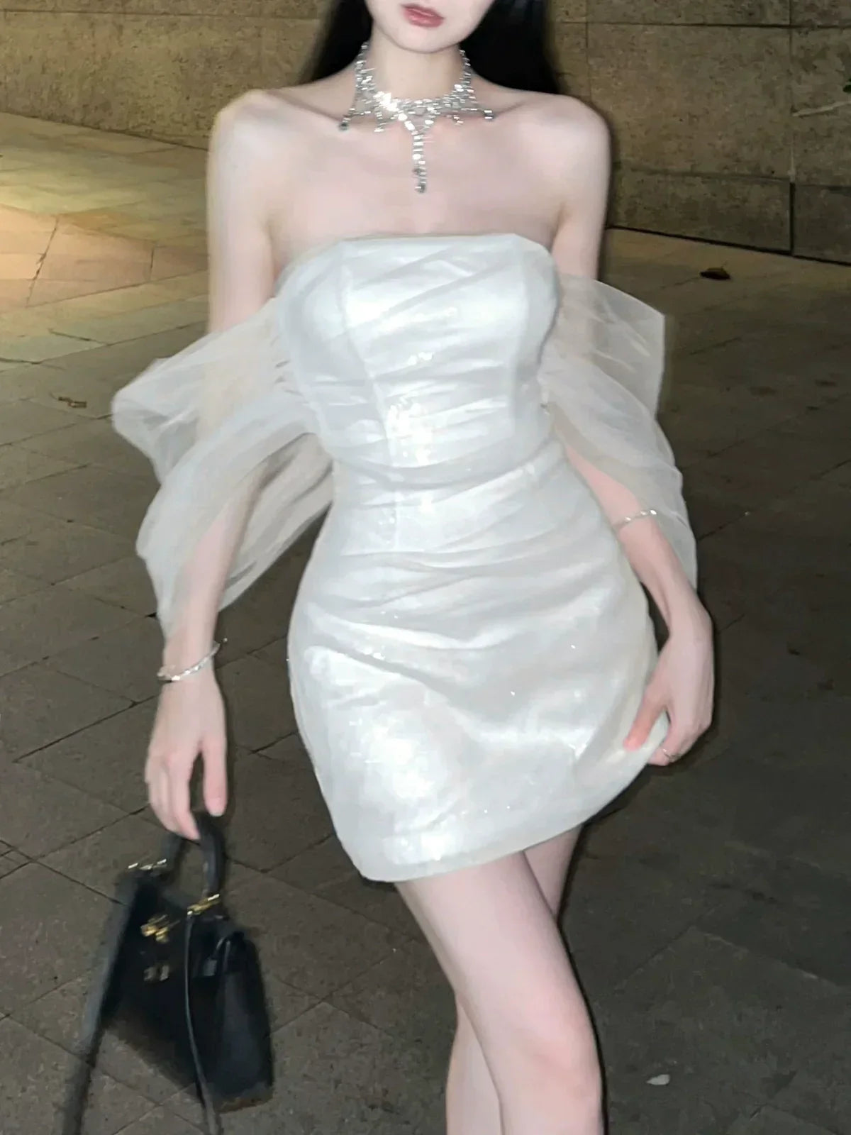 Sexy Off-the-Shoulder Shinny Short Evening Dress Cocktail Dresses Short Birthday Party Dress - FashionDia