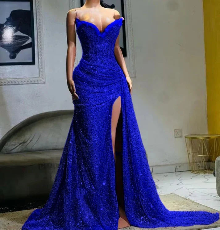 Light Purple High Split Evening Dresses, Sweetheart Mermaid Prom Dresses, Elegant Dresses for Wedding fg6769