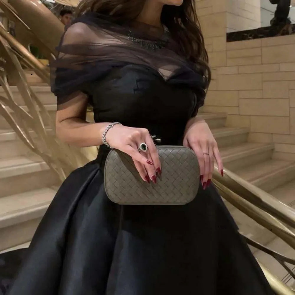 Vintage Black Ball Gown Prom Dress - Long Satin Off-the-Shoulder Evening Gown for Special Occasions - View 2 | FashionDia