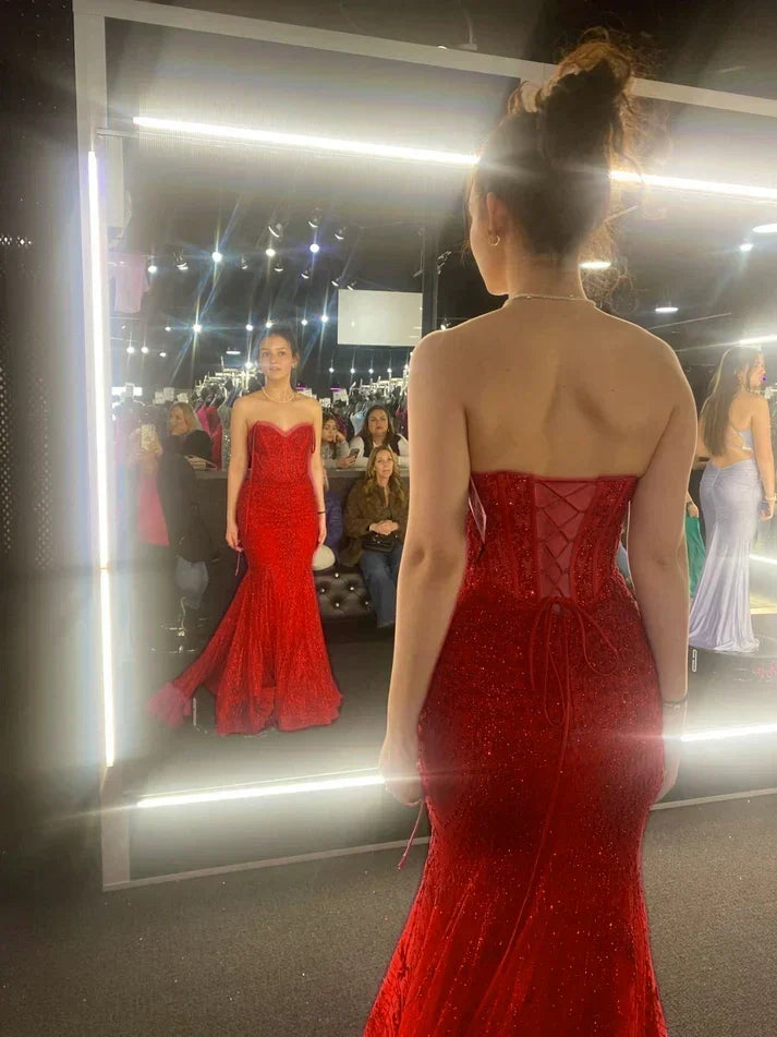 Hot Pink Mermaid Long Prom Gown Evening Dress - View 4 | FashionDia