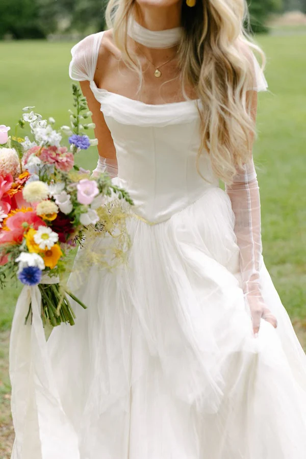 A-Line White Wedding Dress Elegant Bridal Dress