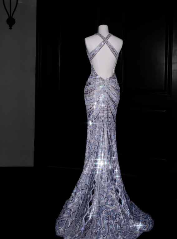 V-Neck Open Back Prom Party Dress Lace Evening Dress Graduation Dress - View 2 | FashionDia
