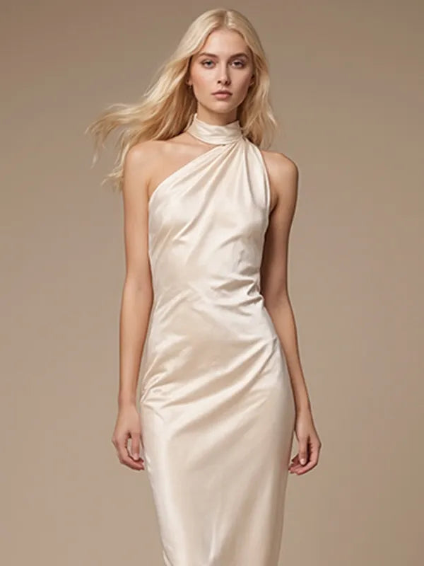 Party Dress Elegant Champagne Off-the-Shoulder Maxi Dress - View 2 | FashionDia