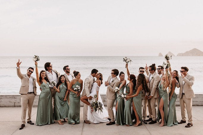 Simple Spaghetti Straps or Halter Mint Green Long Bridesmaid Dress